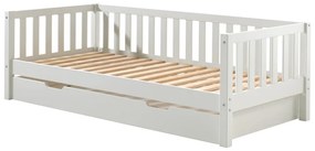 Białe łóżko dziecięce z litego drewna sosnowego z wysuwanym łóżkiem i stelażem 90x200 cm Fritz – Vipack