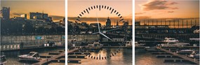 Obraz - miasto portowe (z zegarem) (90x30 cm)
