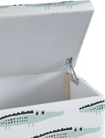 Skrzynia tapicerowana kolor zielony tkanina wzorzysta