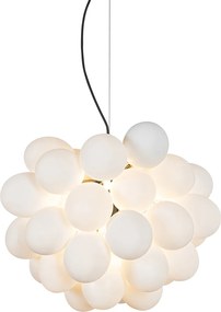 Lampa wisząca art deco czarna z opalowym szkłem 8-świateł okrągła - Uvas