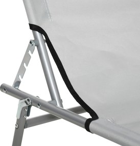 Outsunny Leżak ogrodowy składany z daszkiem przeciwsłonecznym na plażę wellness szary 187x58x36 cm | Aosom PL