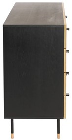 Czarno-naturalna niska komoda w dekorze dębu 130x87 cm Jugend – Woodman