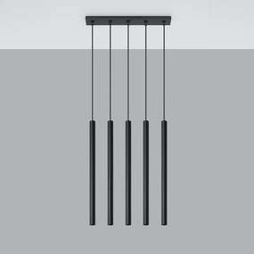 Lampy wiszące nowoczesny Brill, stal - 5 źródło światła 4000K - L.45 x H.90 cm - czarny