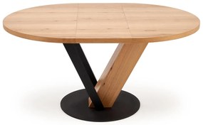 Stół do jadalni okrągły, rozkładany MDF naturalny 120-160/120/78 cm FANIS