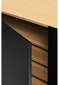 Czarno-naturalna niska komoda w dekorze dębu 110x85 cm Arista – Teulat