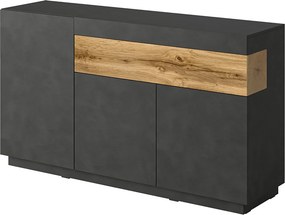 Komoda SILVANA 150 cm do Salonu Sypialni z Szufladą Odcienie szarości