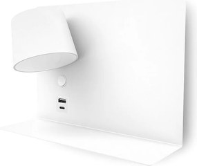 Nowoczesny kinkiet SERENE - LED SMD 6W - 732lm AND 3K - IP20 - 350° - on&off i USB - PRAWY-stal i bia?y