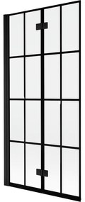 Mexen Mist parawan nawannowy 2-skrzydłowy lewy 90 x 150 cm, czarna kratka, czarny - 8A9-090-002-70-77-L