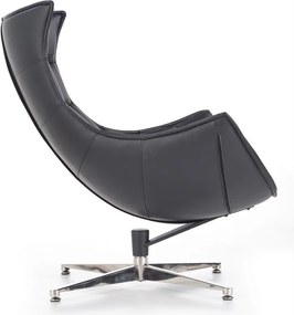 Czarny fotel wypoczynkowy ze skóry Luxor