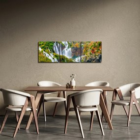 Obraz - Park Narodowy Jezior Plitwickich (z zegarem) (90x30 cm)