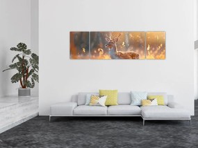 Obraz - Jeleń na polu (170x50 cm)