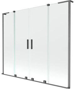 Mexen Velar L Duo parawan nawannowy 2-skrzydłowy rozsuwany 170 x 150 cm, transparent, gun gray szczotkowany - 896-170-003-02-66