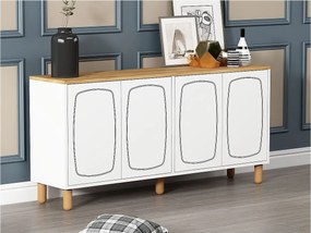 Komoda – 150 cm x 73 cm x 36 cm – Dąb szafirowy i biały – Płyta wiórowa pokryta melaminą