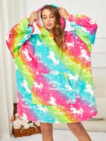 Koc bluza z rękawami i kapturem ALICORN kolorowa