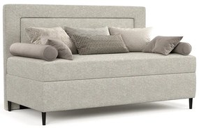 Szarobeżowe tapicerowane łóżko jednoosobowe 80x200 cm Alba – Maison de Rêve