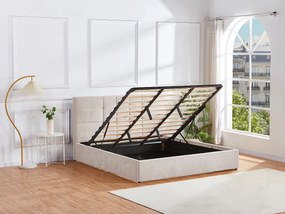 Łóżko ze skrzynią 180 x 200 cm - Tkanina - Beżowy - HOPEYA Pascala Morabito