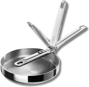 Patelnia Space Steel 20 cm (8") ze stali nierdzewnej, składany uchwyt, idealna do małych kuchni, łatwa do czyszczenia i przechowywania.