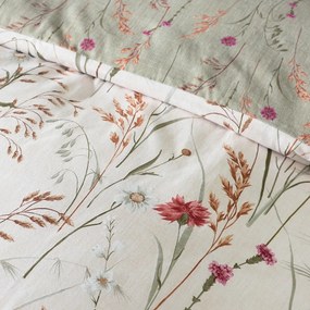 Zielono-brązowa flanelowa pościel dwuosobowa 230x220 cm Grasmere Floral – Catherine Lansfield
