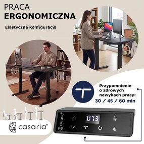 Regulowane biurko biurowe FLEXI, 160x75x72–117cm, czarne Casaria