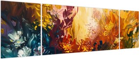 Obraz - Abstrakcyjny obraz kwiatów (170x50 cm)