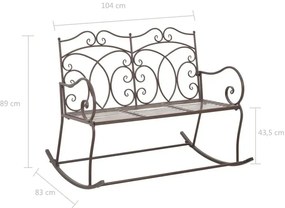 Brązowa bujana ławka ogrodowa metalowa - Ridon