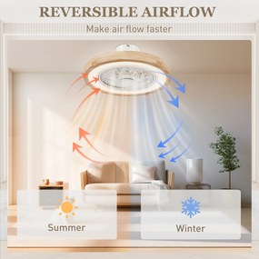 HOMCOM Wentylator sufitowy z lampą i pilotem, 6 prędkości, regulowana jasność, cichy motor, Jasnobrązowy
