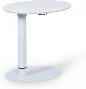 Owalny stół regulowany z zaokrąglonymi rogami, biały, 50 × 65 cm