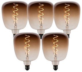 Zestaw 5 ściemnialnych żarówek LED E27 G140 brązowych 4,9W 110 lm 1800K