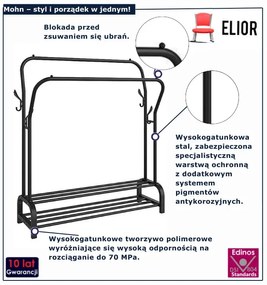 Wieszak czarny z półkami M6-G47
