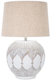 Biało-beżowa lampa stołowa z tekstylnym kloszem (wys. 59 cm) Atene – Mauro Ferretti