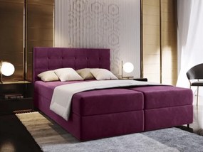 Tapicerowane łóżko kontynentalne GLORIEN 160x200 cm purpurowe Materac: Materac sprężynowy Bonell
