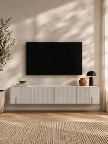 Szafka RTV Malmi 200 cm wisząca - kaszmir / crema bianca / złoty