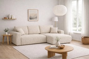 Narożnik w kształcie L z funkcją spania i pojemnikiem Ivo XL, tkanina szenilowa Artico, Nata, Prawy