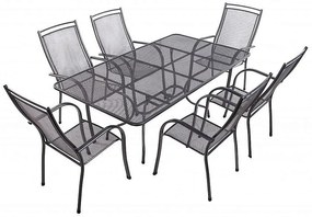 Metalowy zestaw ogrodowy PALMA I. 1 + 6 Stół prostokątny 160x95 cm (CT0311)