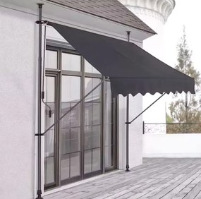 Markiza przeciwsłoneczna regulowana AW-016 na taras, balkon, szara, 300x120 cm