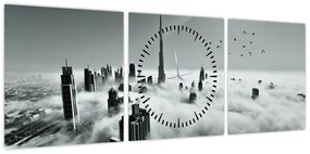Obraz - Wieżowce w Dubaju (z zegarem) (90x30 cm)