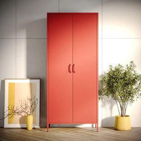 Szafa na ubrania metalowa czerwona FLAVIO, 800 x 1850 x 450 mm