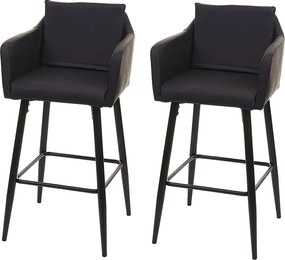 Stołek barowy MCW-H93 (zestaw 2 szt.), imitacja skóry, czarny