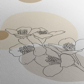 Obraz - Beżowe kwiaty z motylem N⁰4 (125x70 cm)