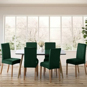 Restilo Pokrowiec na krzesło Sento ciemnozielony, 48 x 48 x 58 + 10 cm, zestaw 4 szt.