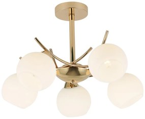 Lampa sufitowa w biało-złotym kolorze ze szklanym kloszem 52x52 cm Amos – Candellux Lighting