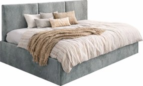 Szare tapicerowane łóżko z oparciem K1-T13