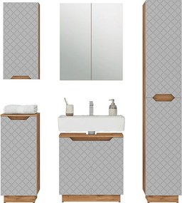 Zestaw mebli łazienkowych dąb/szary ze strukturą płytek 59.8x32x62.1 lotta