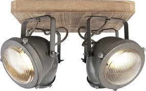 Industrialny reflektor stalowy z drewnianą płytą obrotową 4-światła - Emado