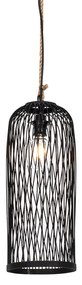 Rustykalna lampa wisząca zewnętrzna czarna z rattanu 25 cm - Calamus