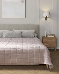Narzuta pikowana w kratę kolor różowy tkanina strukturalna