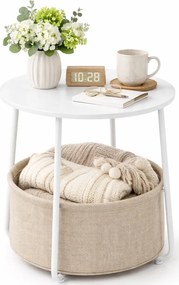 Okrągły Stolik Biały Metalowy Kawowy M9-T15