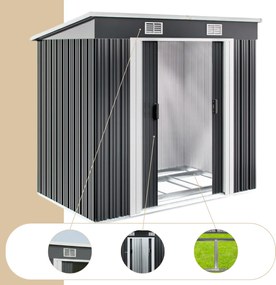 Domek narzędziowy L do ogrodu antracytowy Jurhan