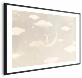 Plakat Myszka na księżycu 60x40 cm z ramą czarną z marginesem ARTGEIST B