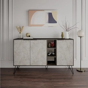 Nowoczesna komoda – 142 x 83 x 35,6 cm – Ciemny brąz i Lagina – 100% melamina